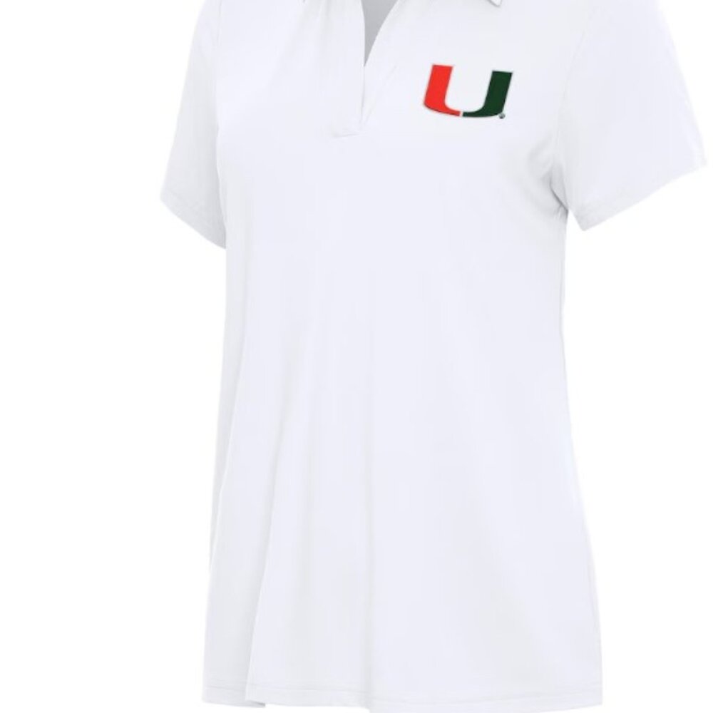 Women's Antigua White Miami Hurricanes Era V-Neck Polo - M